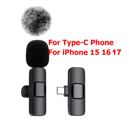 K60 Wireless Lavalier Microphone Mini Audio Video Recording Mic for Iphone Android Laptop Live Gaming Mobile Phone Microphone
