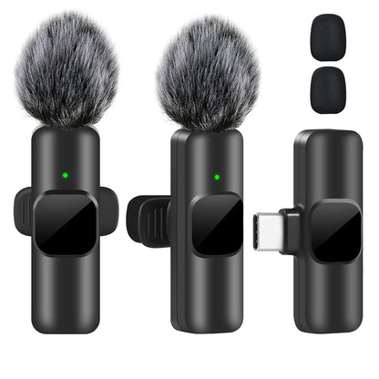 K60 Wireless Lavalier Microphone Mini Audio Video Recording Mic for Iphone Android Laptop Live Gaming Mobile Phone Microphone