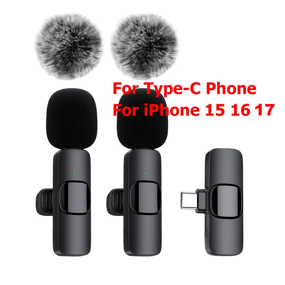 K60 Wireless Lavalier Microphone Mini Audio Video Recording Mic for Iphone Android Laptop Live Gaming Mobile Phone Microphone