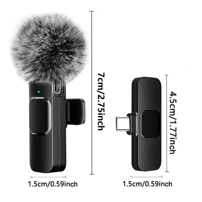 K60 Wireless Lavalier Microphone Mini Audio Video Recording Mic for Iphone Android Laptop Live Gaming Mobile Phone Microphone
